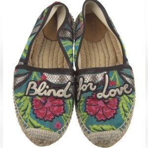 GUCCI PILAR BLIND FOR LOVE FLORAL COLORFUL ESPADRILLE FLAT SLIPON SHOES